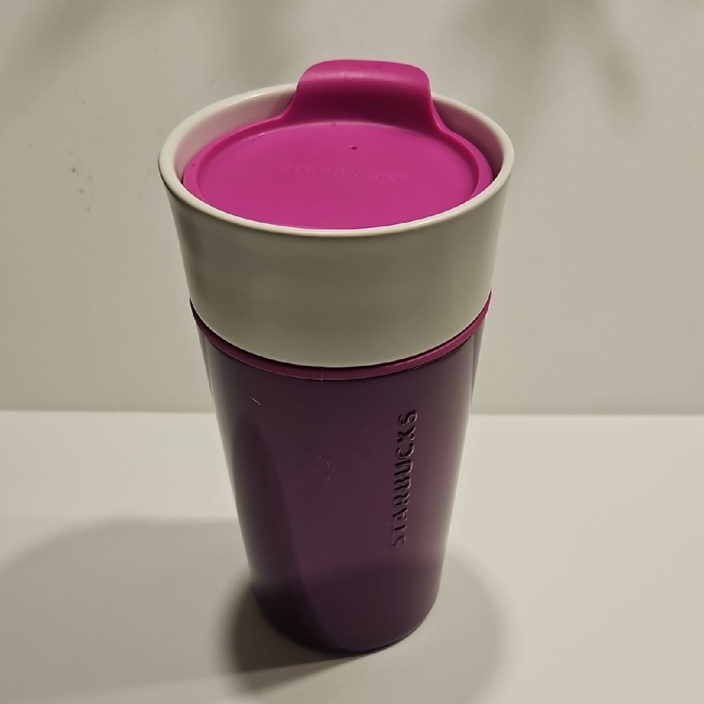 Starbucks 2015 stainless steel and ceramic tumbler Berry colored. 12oz